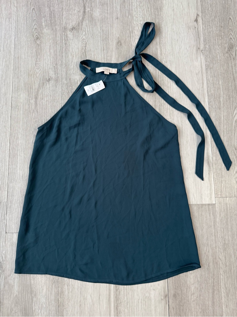 Ann Taylor LOFT Teal Green Sleeveless Halter Tie Neck Blouse XS NWT